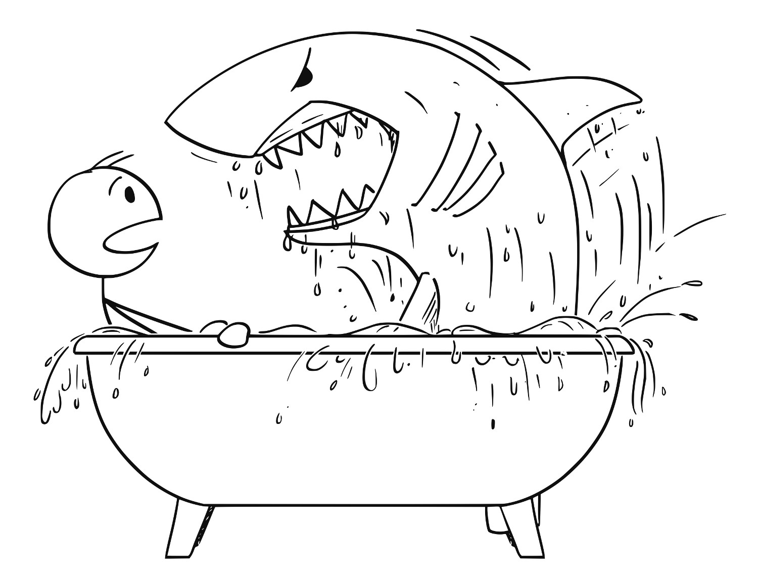 Акула атакует мультяшного инвестора в ванне